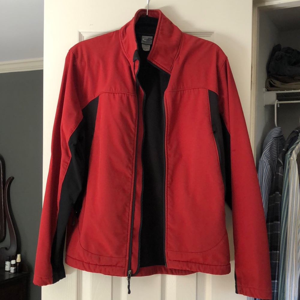 Red and black Champion jacket